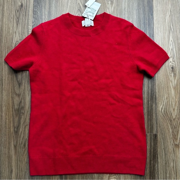 Caslon Cashmere Wool Womens Red Short Sleeve Sweater Crew Neck Size XS NEW - Picture 1 of 6